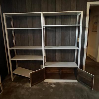 White Double Bookcase with Cabinet Storage