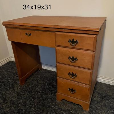 Expandable Wood Sewing Desk with Storage Drawers