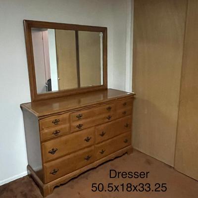 Large Wooden Dresser with Mirror Set
