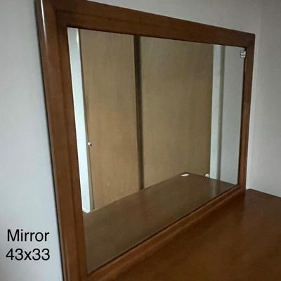 Large Wooden Dresser with Mirror Set