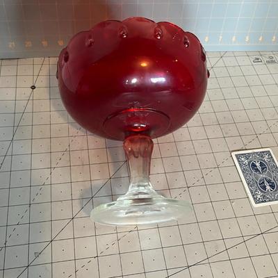 Ruby Red Glass Compote Dish