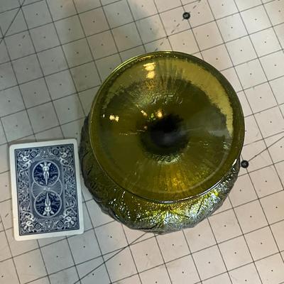 Green Pressed Glass Compote