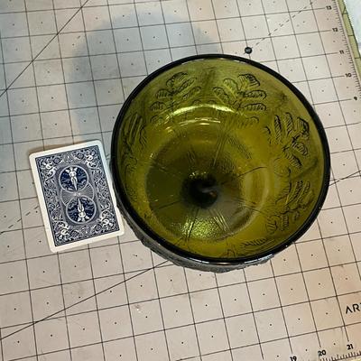 Green Pressed Glass Compote