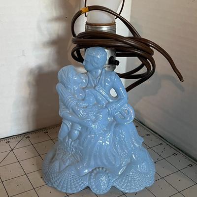 Lot of Lamp & 2 Blue Jasperware-Style Ceramic Pieces