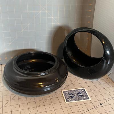 Set of 2 Modernist Black Ceramic Planters
