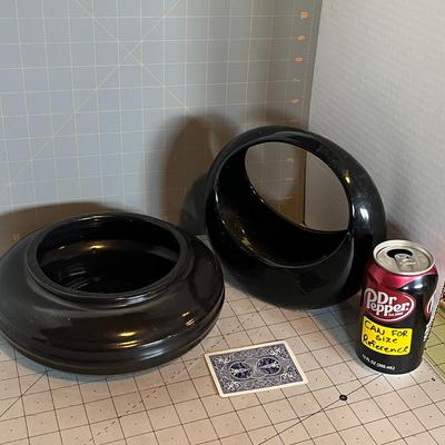 Set of 2 Modernist Black Ceramic Planters