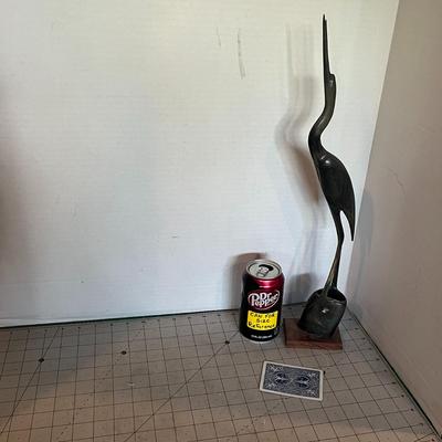 Mid-Century Modern Tall Metal Crane Sculpture Made in India