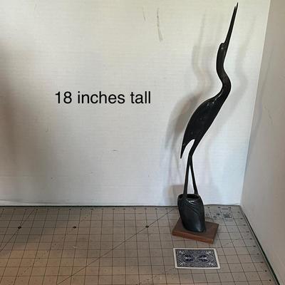 Mid-Century Modern Tall Metal Crane Sculpture Made in India