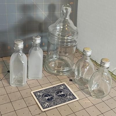 Lot of 6 Vintage Glass Bottles & Apothecary Jar