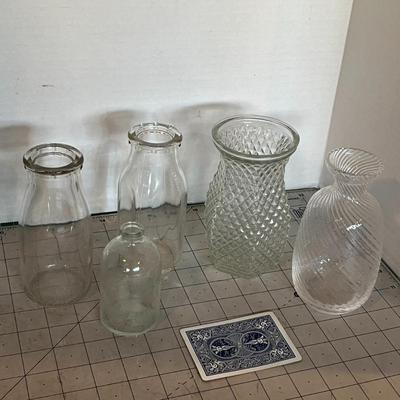 Lot of 5 Vintage Clear Glass Bottles & Vases
