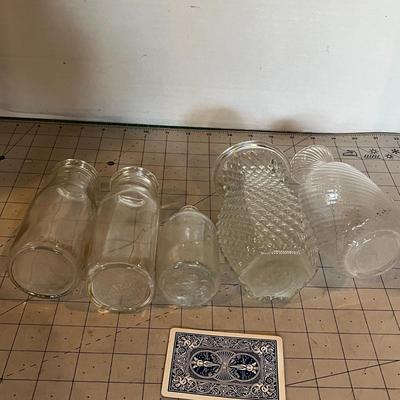 Lot of 5 Vintage Clear Glass Bottles & Vases