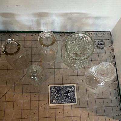 Lot of 5 Vintage Clear Glass Bottles & Vases