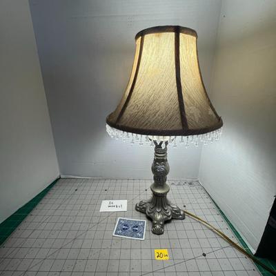 Table Lamp with Ornate Base and Beaded Shade
