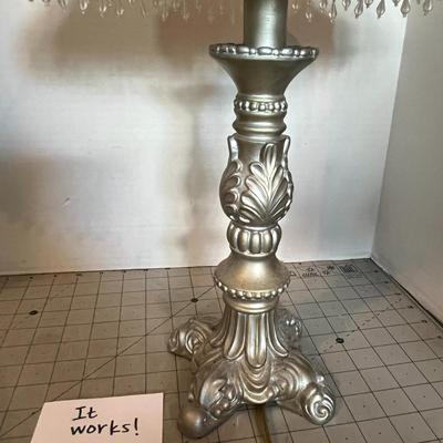Table Lamp with Ornate Base and Beaded Shade