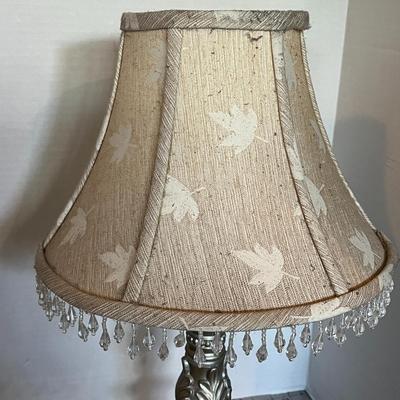 Table Lamp with Ornate Base and Beaded Shade