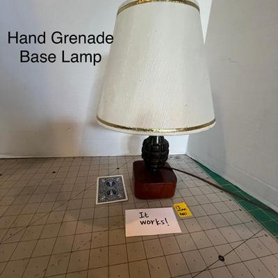 Novelty Table Lamp with Hand Grenade Base