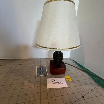 Novelty Table Lamp with Hand Grenade Base