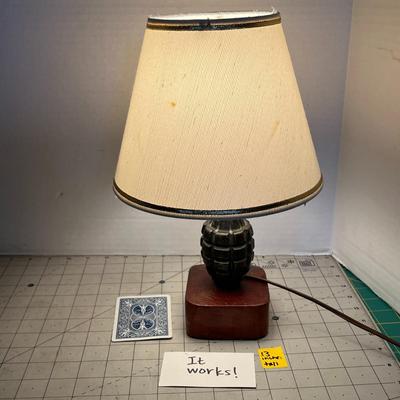 Novelty Table Lamp with Hand Grenade Base