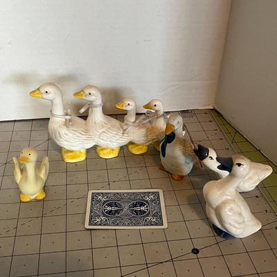Set of 8 Ceramic Duck and Goose Figurines