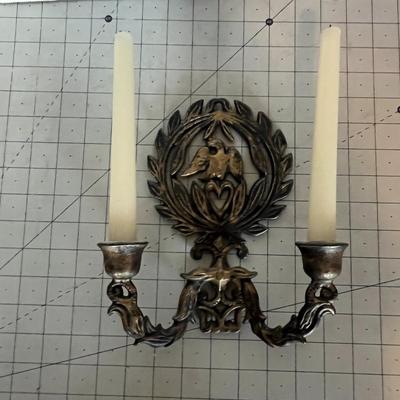 Vintage Brass Double-Arm Wall Candle Sconce