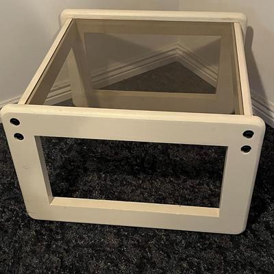 White Wood & Glass Side Table