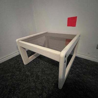 White Wood & Glass Side Table