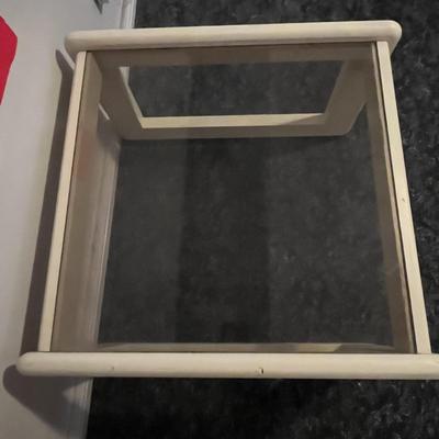 White Wood & Glass Side Table