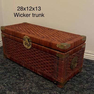 Wicker Trunk with Brass Hardware