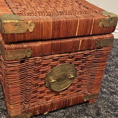 Wicker Trunk with Brass Hardware