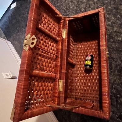 Wicker Trunk with Brass Hardware