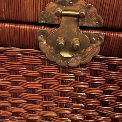 Wicker Trunk with Brass Hardware