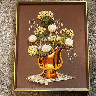 Set of 3 Framed Floral Needlepoint Artworks
