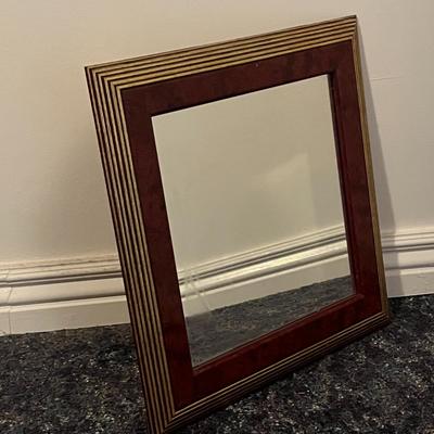 Wall Mirror with Striped Wood Frame