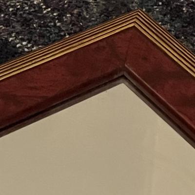 Wall Mirror with Striped Wood Frame