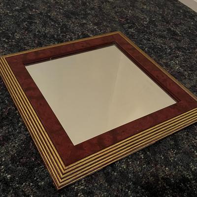 Wall Mirror with Striped Wood Frame