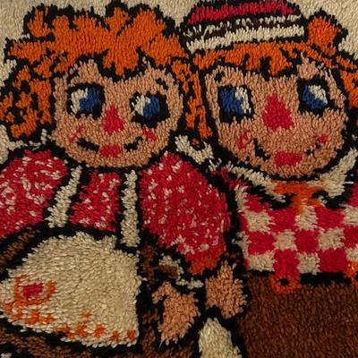 Handmade Raggedy Ann and Andy Latch Hook Rug