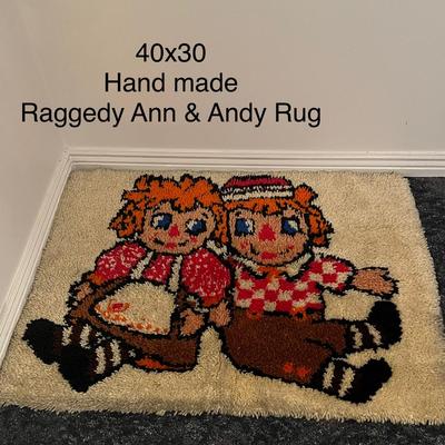Handmade Raggedy Ann and Andy Latch Hook Rug