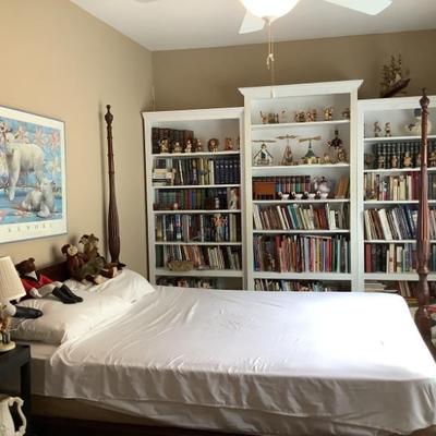 $395 Queen Rice bed, mattress/boxspring included 77"H posts, headboard, 43"H footboard 20"H 