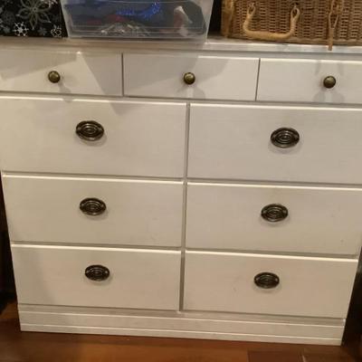 $55 small white chest with shiplap sides 32"H 36"L 15"depth