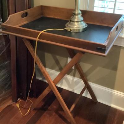 SOLD $84 rectangular wooden tray table and stand