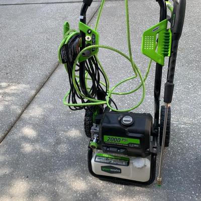 SOLD $89 Green Works 2000 PSI pressure washer 