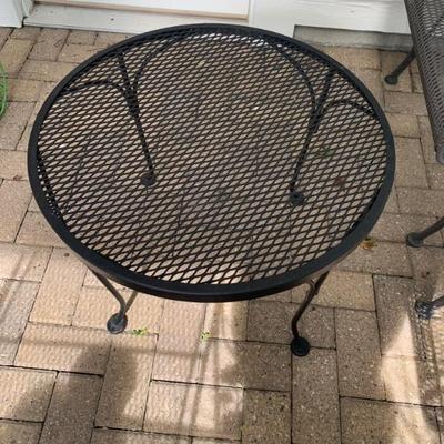 SOLD $36 wrought iron table 18”H 24”diameter 