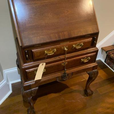 SOLD $225 petite secretary ball & claw 37”H 24”W 16”depth