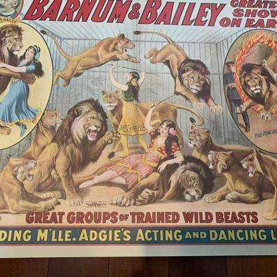 SOLD $20 Barnum & Bailey trained wild beasts poster