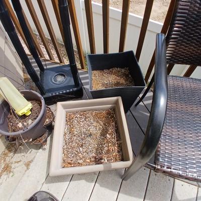 Patio Lot – Outdoor Resin Wicker Chair, Planters & Accessories