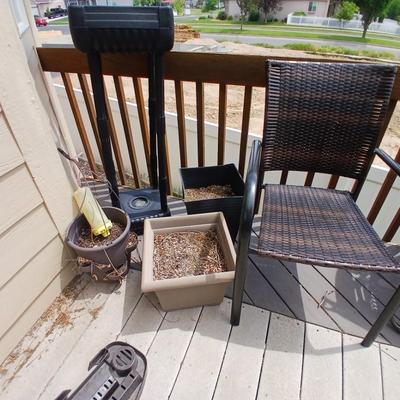 Patio Lot – Outdoor Resin Wicker Chair, Planters & Accessories
