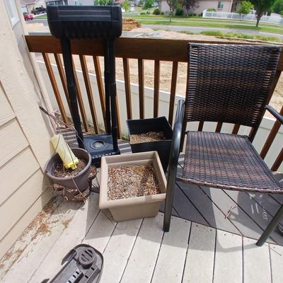 Patio Lot – Outdoor Resin Wicker Chair, Planters & Accessories
