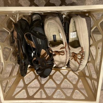 Crate of ladies shoes