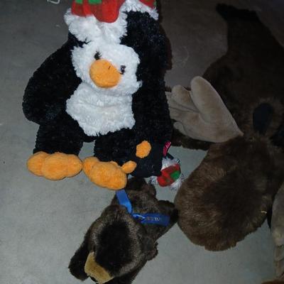 Plush Animal Lot with Moose Rug - Moose rug and a Bunch of friends!