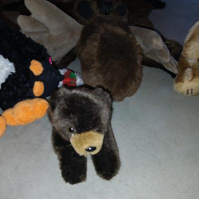 Plush Animal Lot with Moose Rug - Moose rug and a Bunch of friends!
